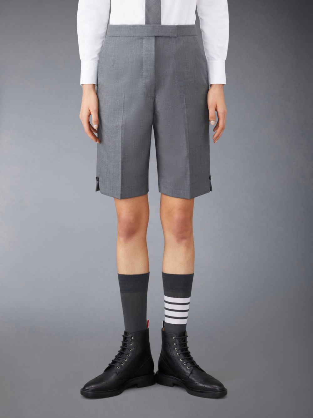 Short Thom Browne Twill Classic Backstrap Bermuda Femme Grise | GTE37G28776