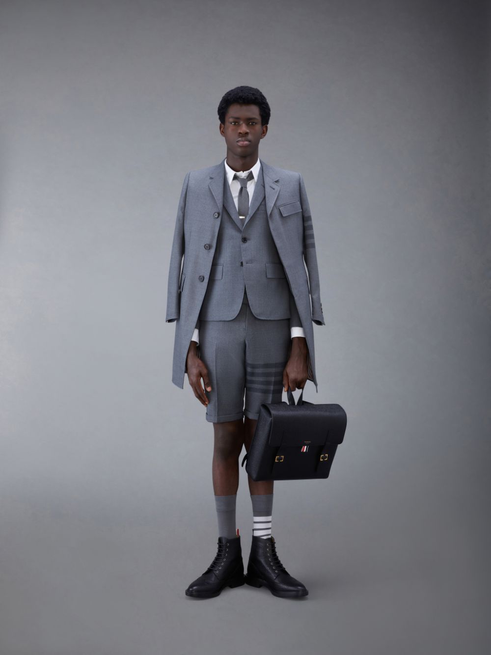 Short Thom Browne Twill School Uniform 4-Bar Low Rise Homme Grise | SOU05X35744