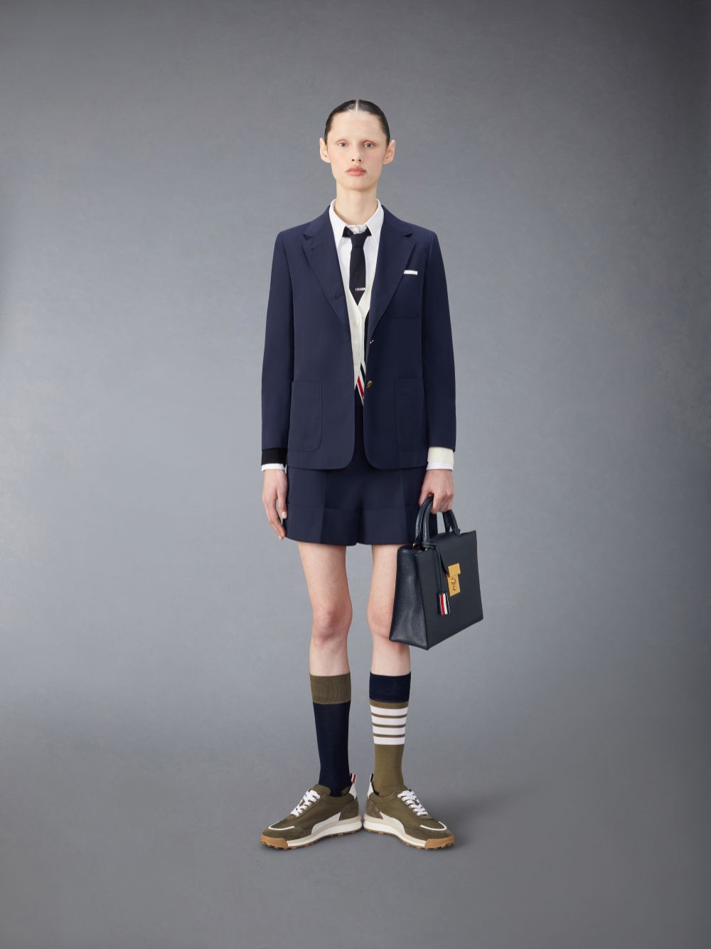 Short Thom Browne Typewriter Sack Femme Bleu | HJK72J07929