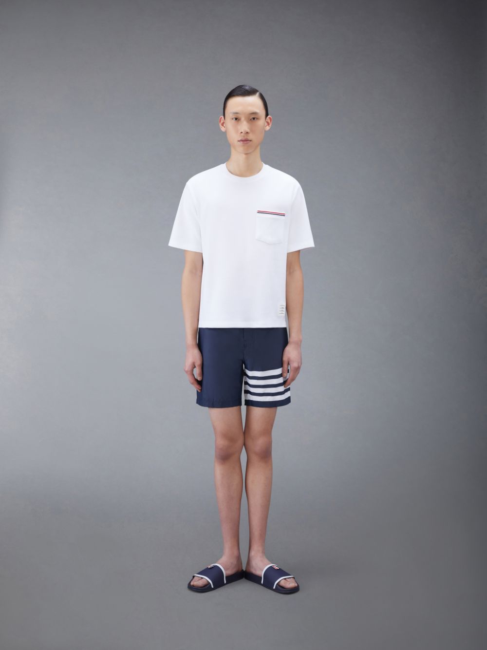 Shorts De Bain Thom Browne Swim Tech 4-Bar Homme Bleu | RTC14V20337