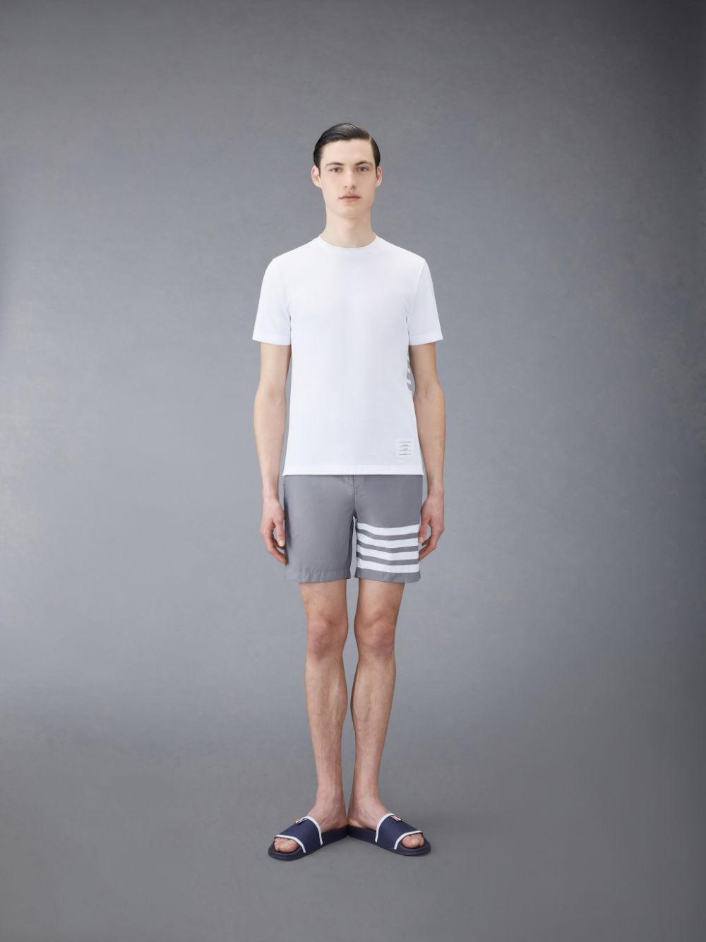Shorts De Bain Thom Browne Swim Tech 4-Bar Homme Grise | RPZ65U49462