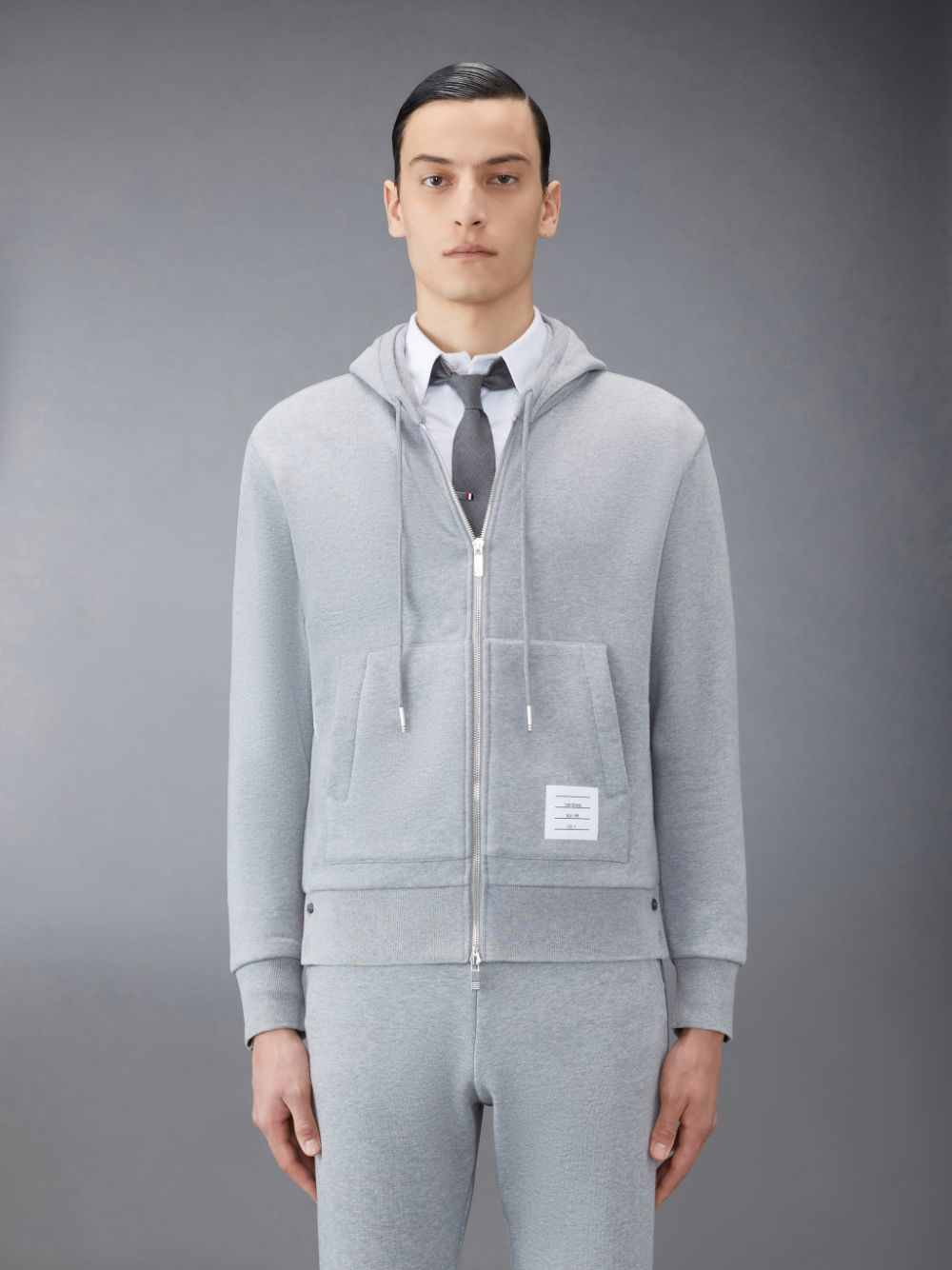 Sweat a Capuche Thom Browne Classic Loopback Full Zip Homme Grise | CXU52V25802