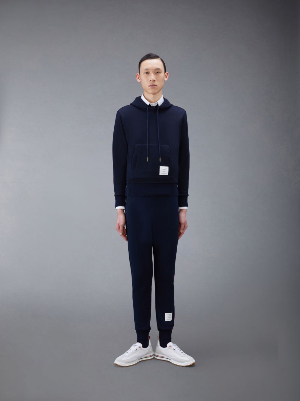 Sweat a Capuche Thom Browne Classic Loopback Stripe Homme Bleu | OZM08I50297