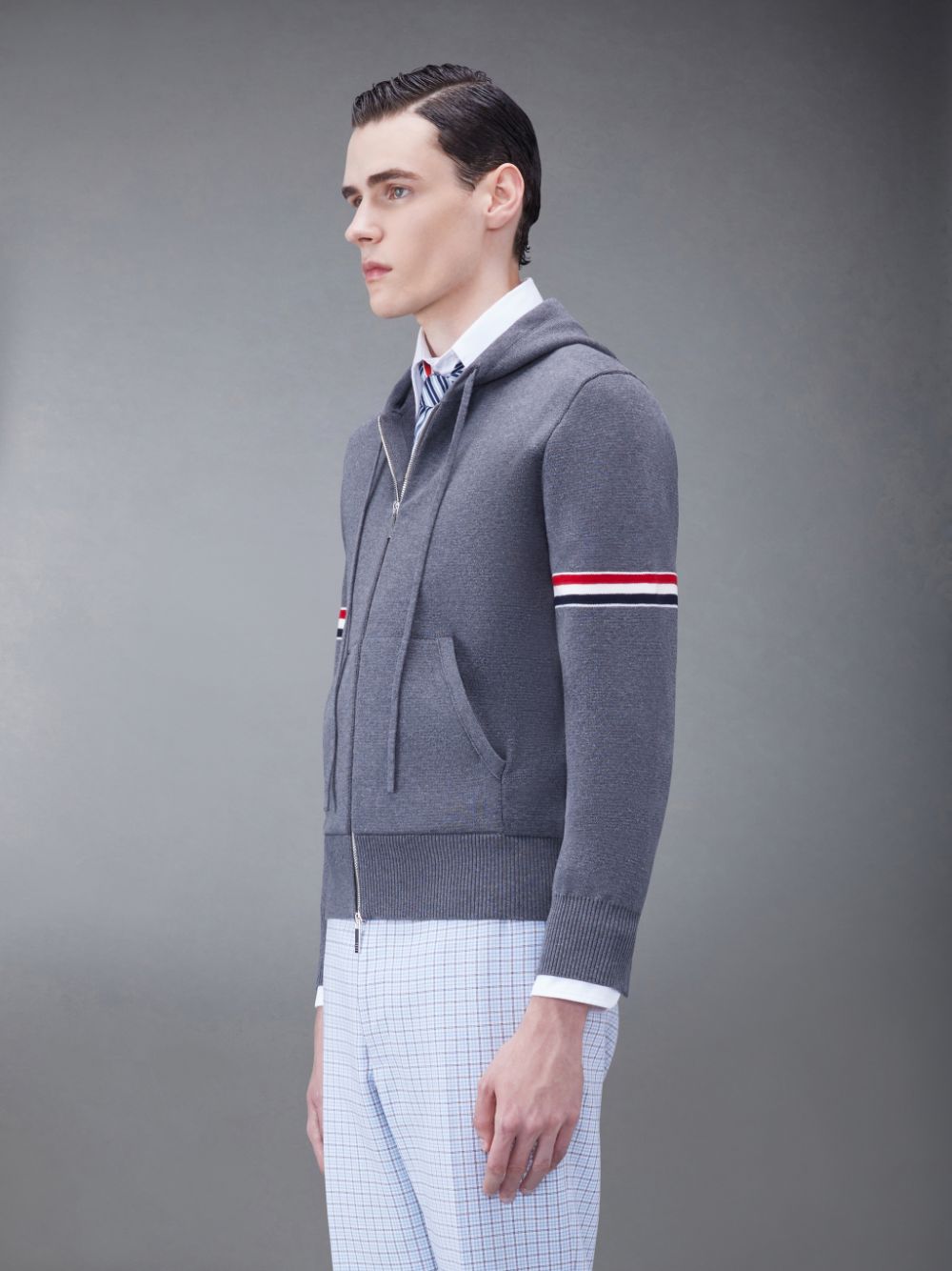 Sweat a Capuche Thom Browne Cotton Armband Homme Grise | MAE82O59651