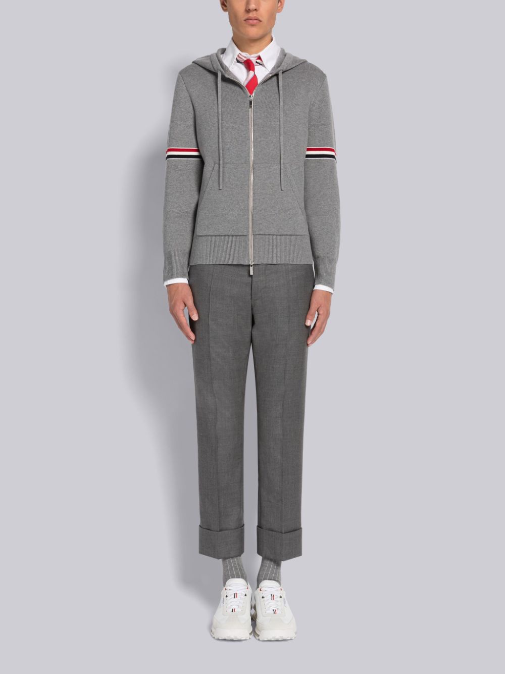Sweat a Capuche Thom Browne Cotton Milano Armband Homme Grise | YMM37W48897