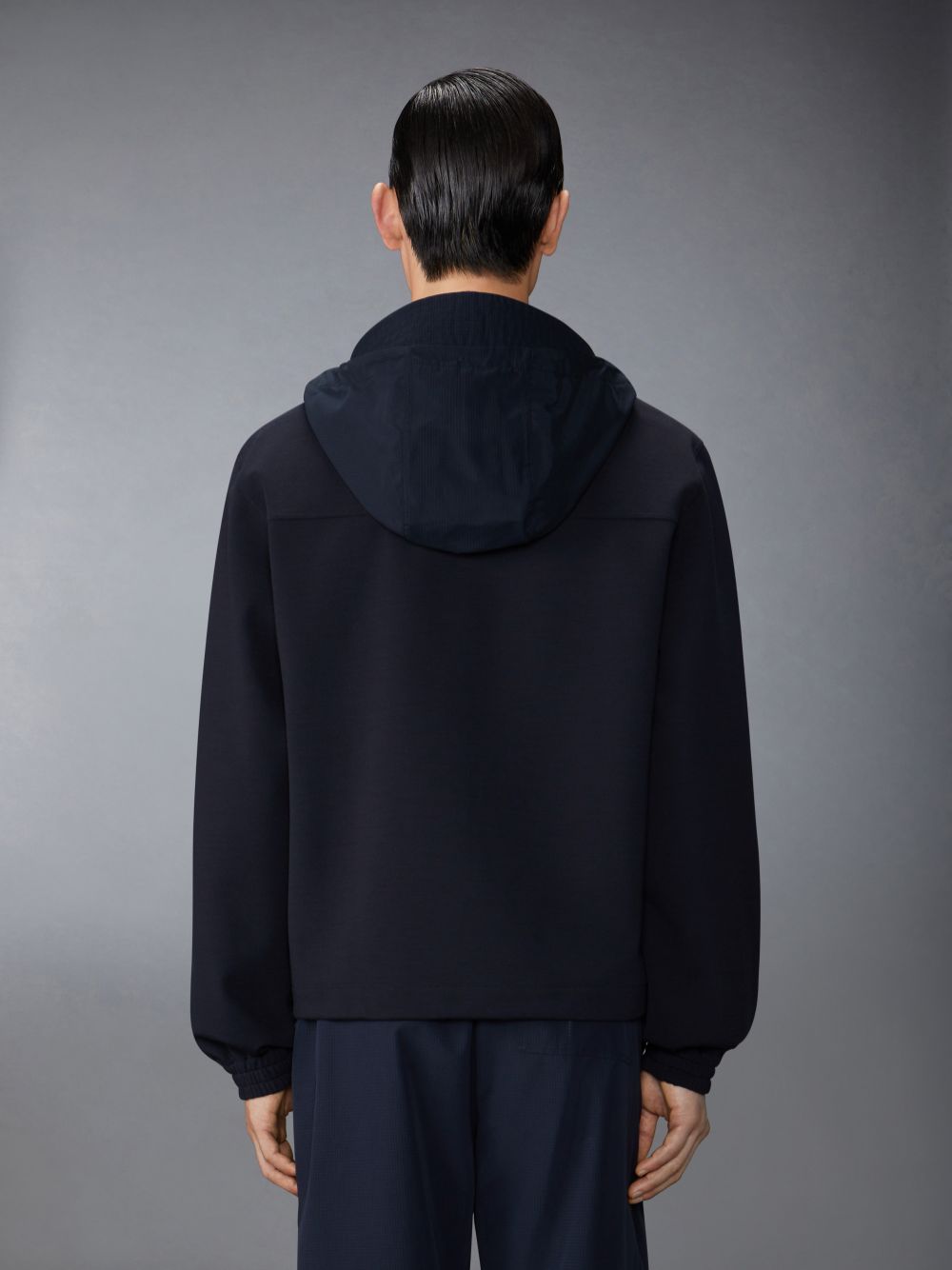 Sweat a Capuche Thom Browne Ripstop and Wool Tech Milano Half Zip Combo Homme Bleu | XSY46N26374