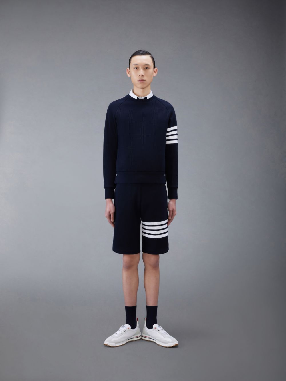 Sweats Thom Browne Waffle Raglan Homme Bleu | EPD88S86007