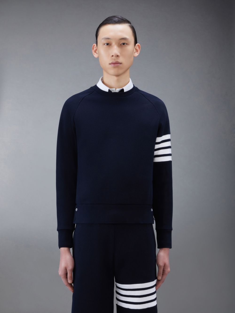 Sweats Thom Browne Waffle Raglan Homme Bleu | EPD88S86007