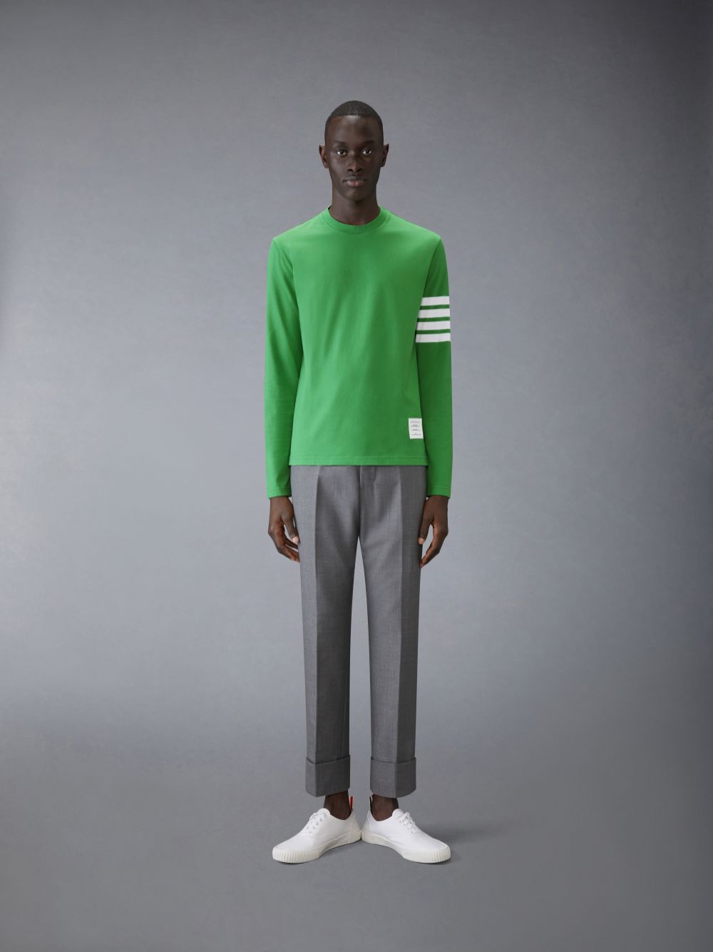 T Shirts Thom Browne 4-Bar long-sleeve Homme Vert | JXK01X99300