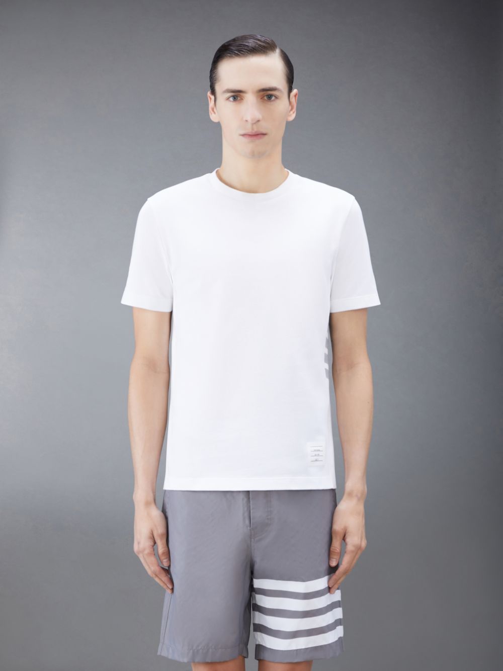 T Shirts Thom Browne CLASSIC PIQUE 4-BAR Homme Blanche | QEK83N03044