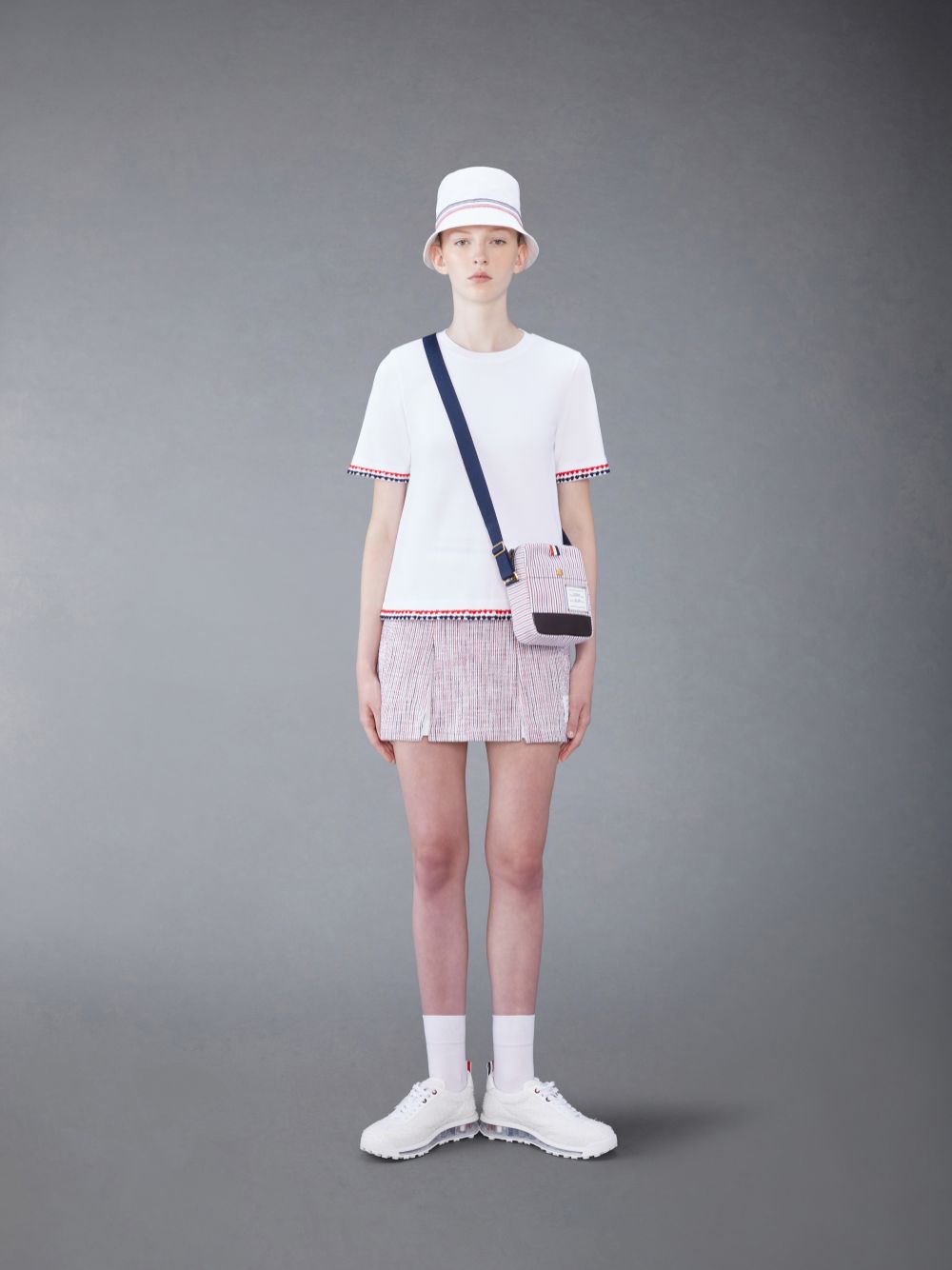 T Shirts Thom Browne Classic Pique Short Sleeve Femme Blanche | GQK82P06773