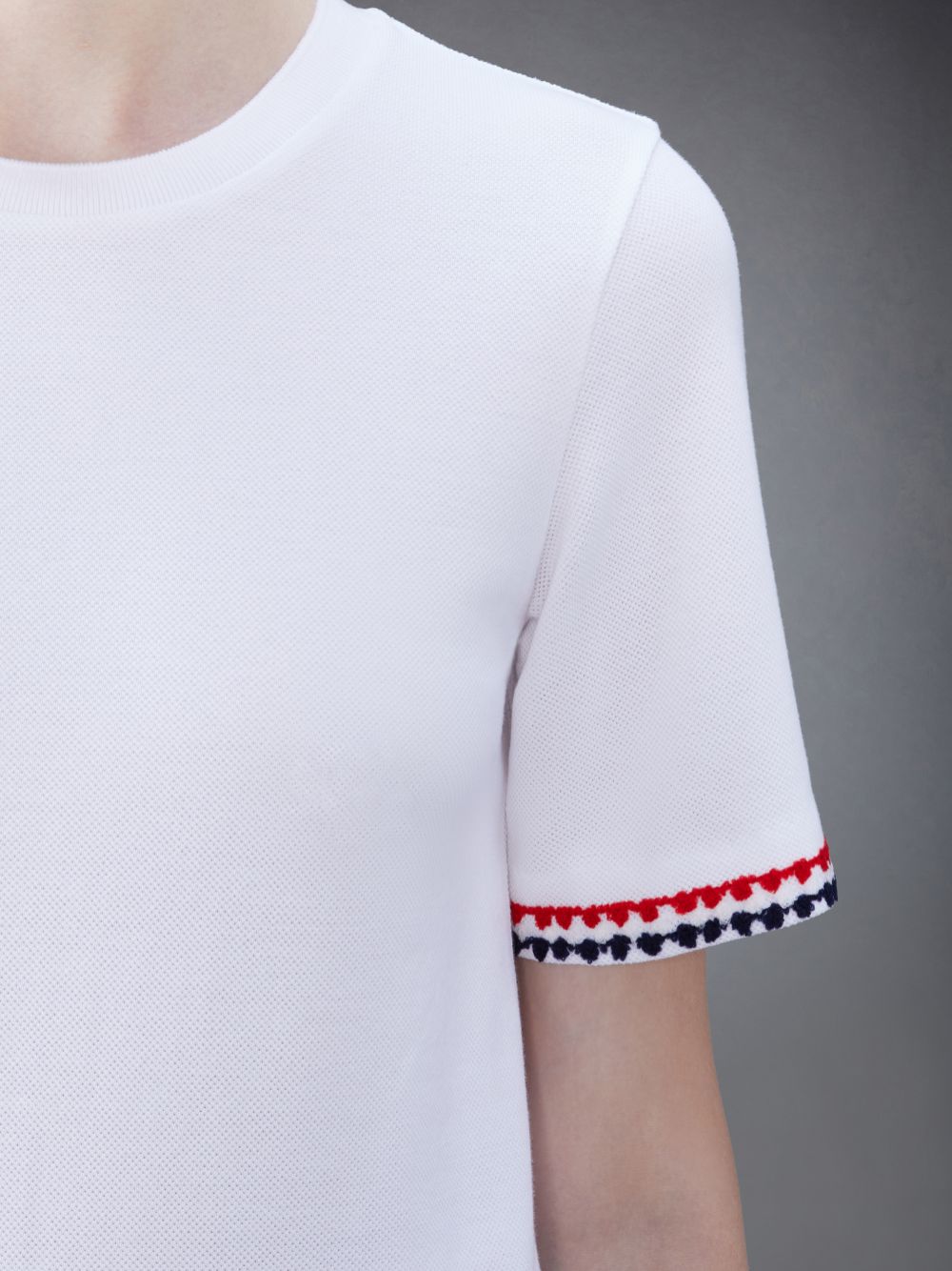 T Shirts Thom Browne Classic Pique Short Sleeve Femme Blanche | GQK82P06773