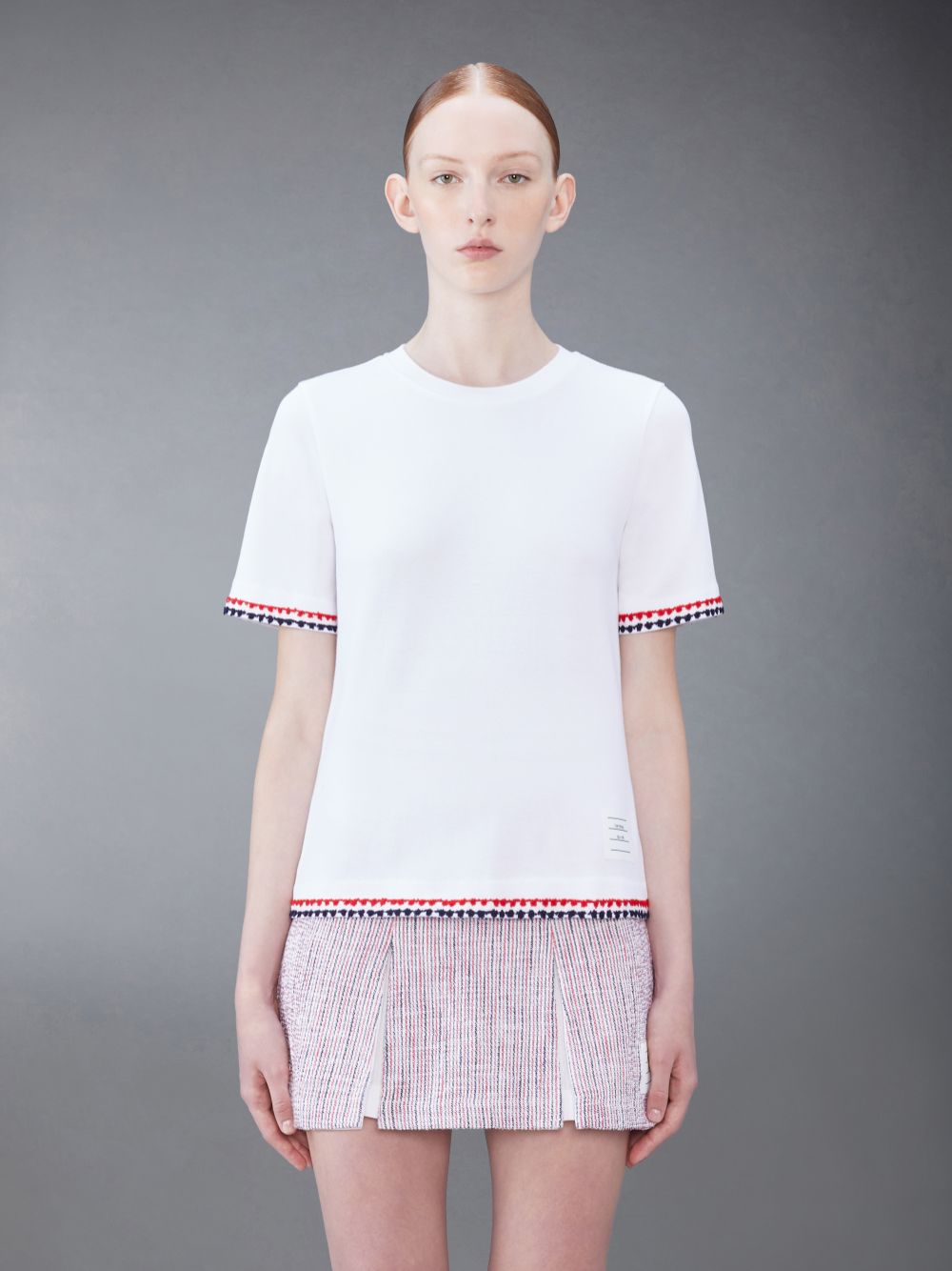 T Shirts Thom Browne Classic Pique Short Sleeve Femme Blanche | GQK82P06773