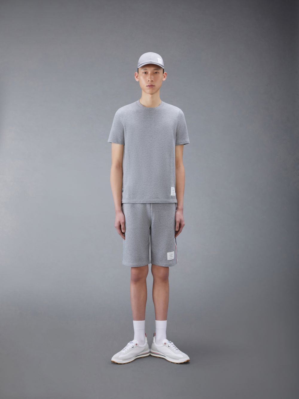 T Shirts Thom Browne Classic Pique Stripe Homme Grise | RSV17F33886