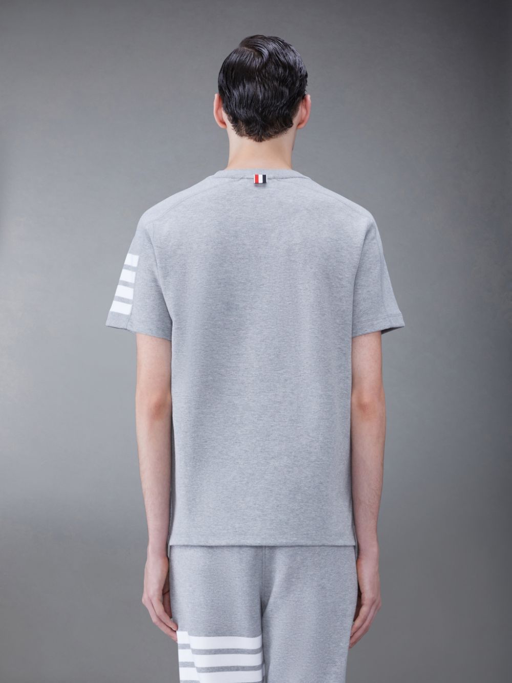 T Shirts Thom Browne Cotton 4-Bar Short Sleeve Homme Grise | MAC77H30367