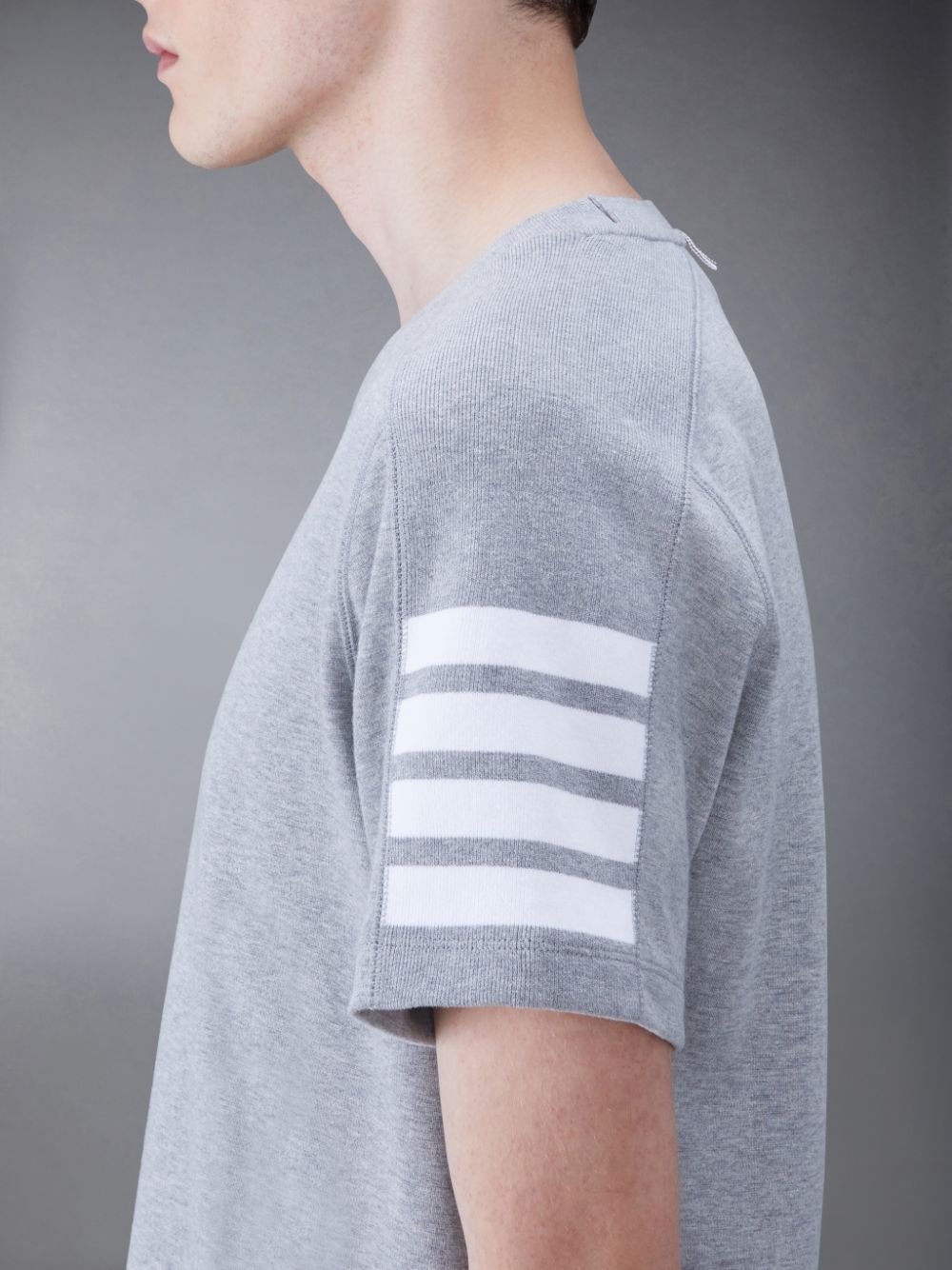 T Shirts Thom Browne Cotton 4-Bar Short Sleeve Homme Grise | MAC77H30367