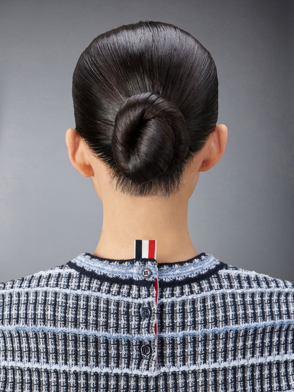 T Shirts Thom Browne Cotton Linen Tweed Jacquard Femme Bleu | EGV69B83806