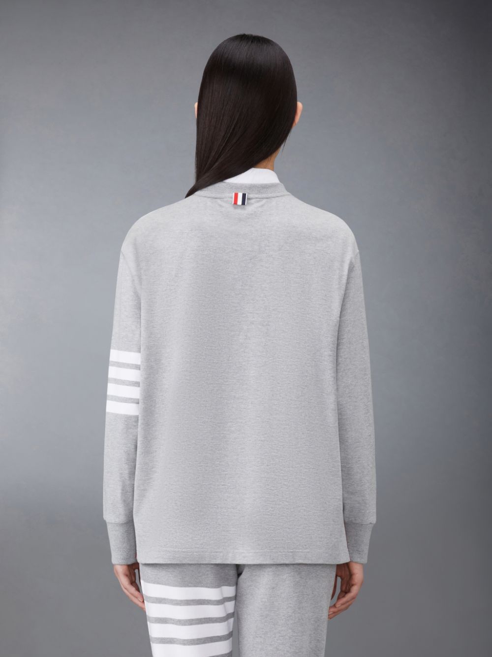 T Shirts Thom Browne Jersey 4-Bar Long Sleeve Rugby Femme Grise | NMX11Q75294