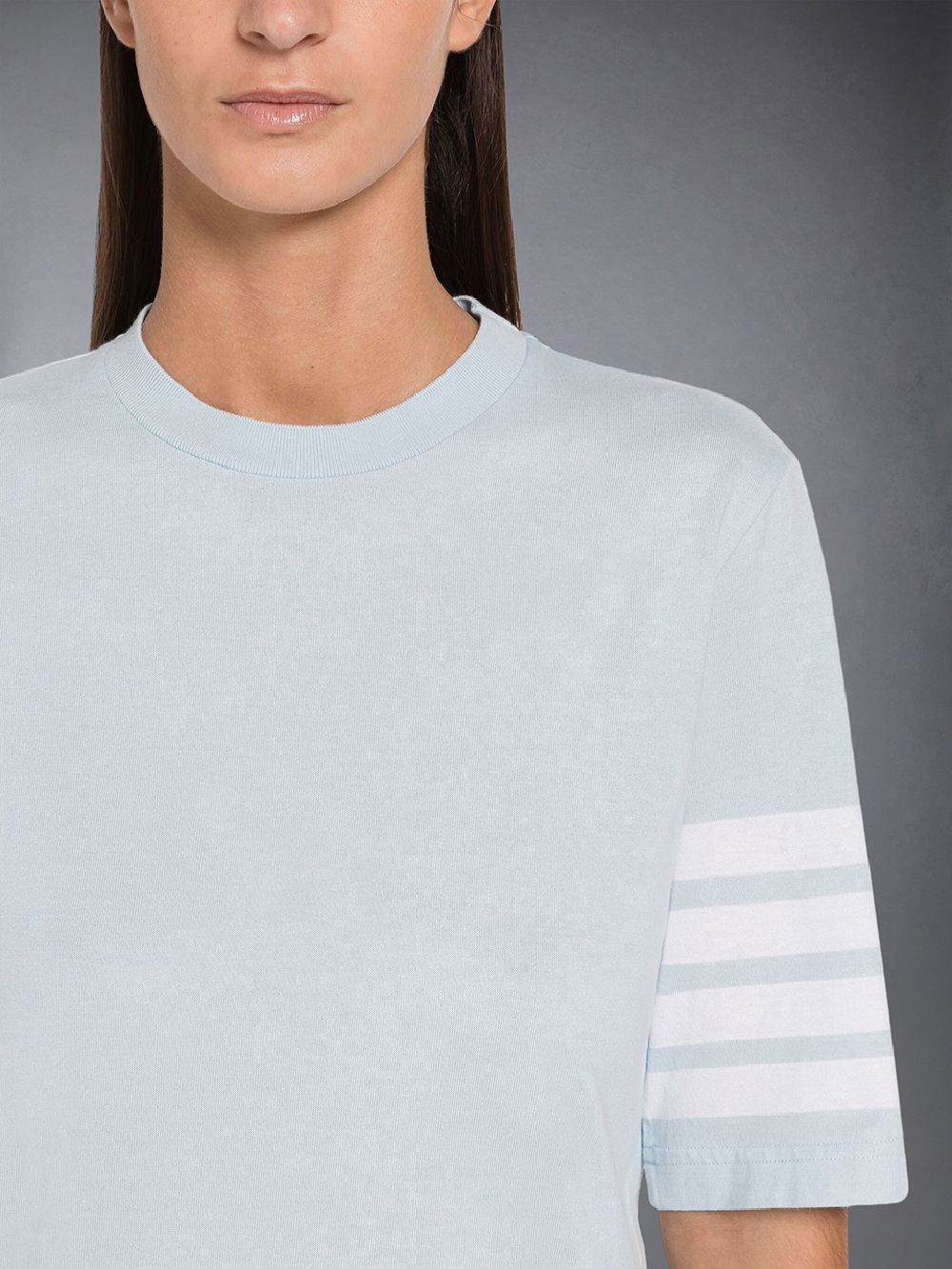 T Shirts Thom Browne Jersey 4-Bar Short Sleeve Femme Bleu | ZBH29I88068