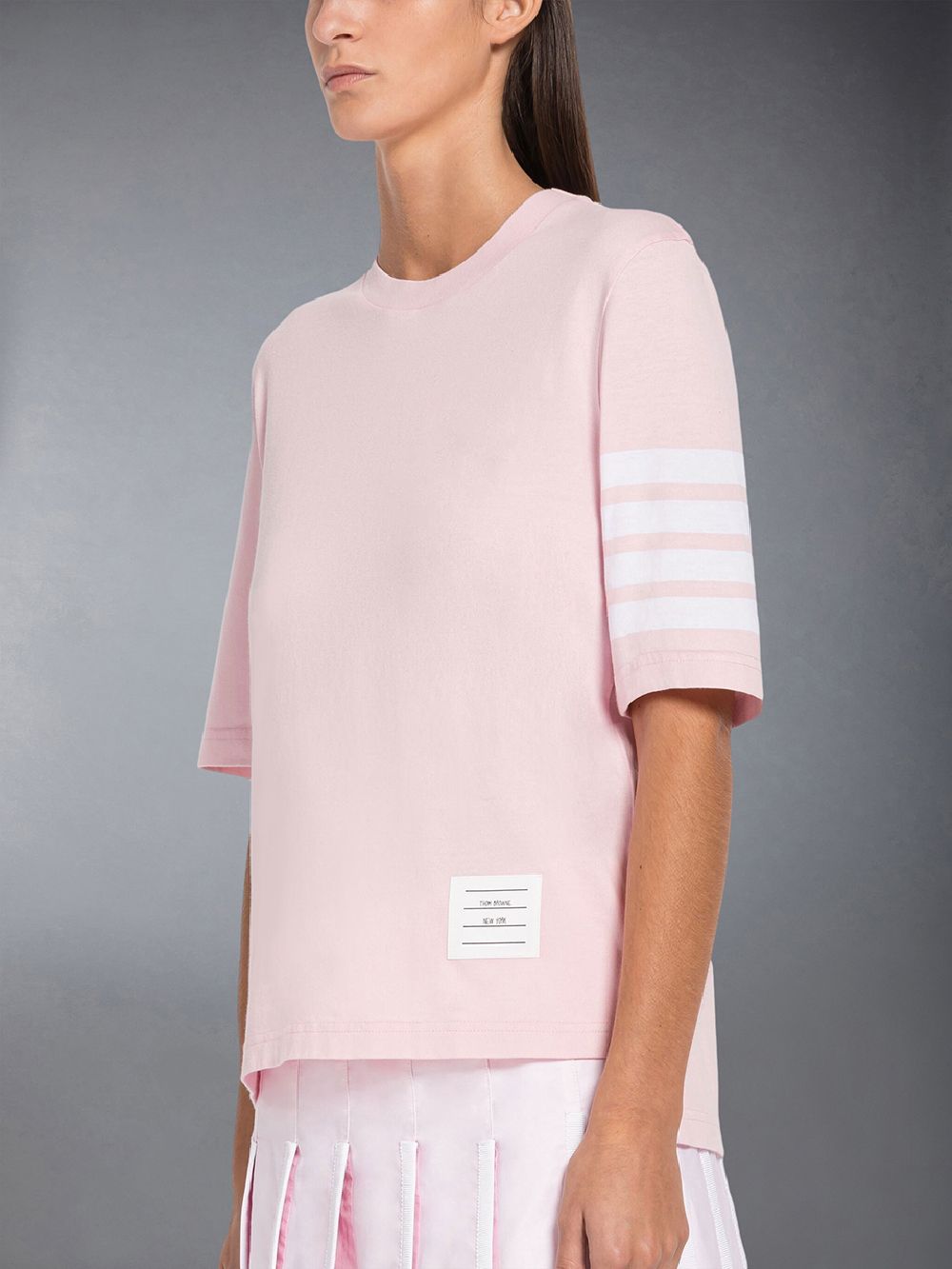 T Shirts Thom Browne Jersey 4-Bar Short Sleeve Femme Rose | LZE99R95091