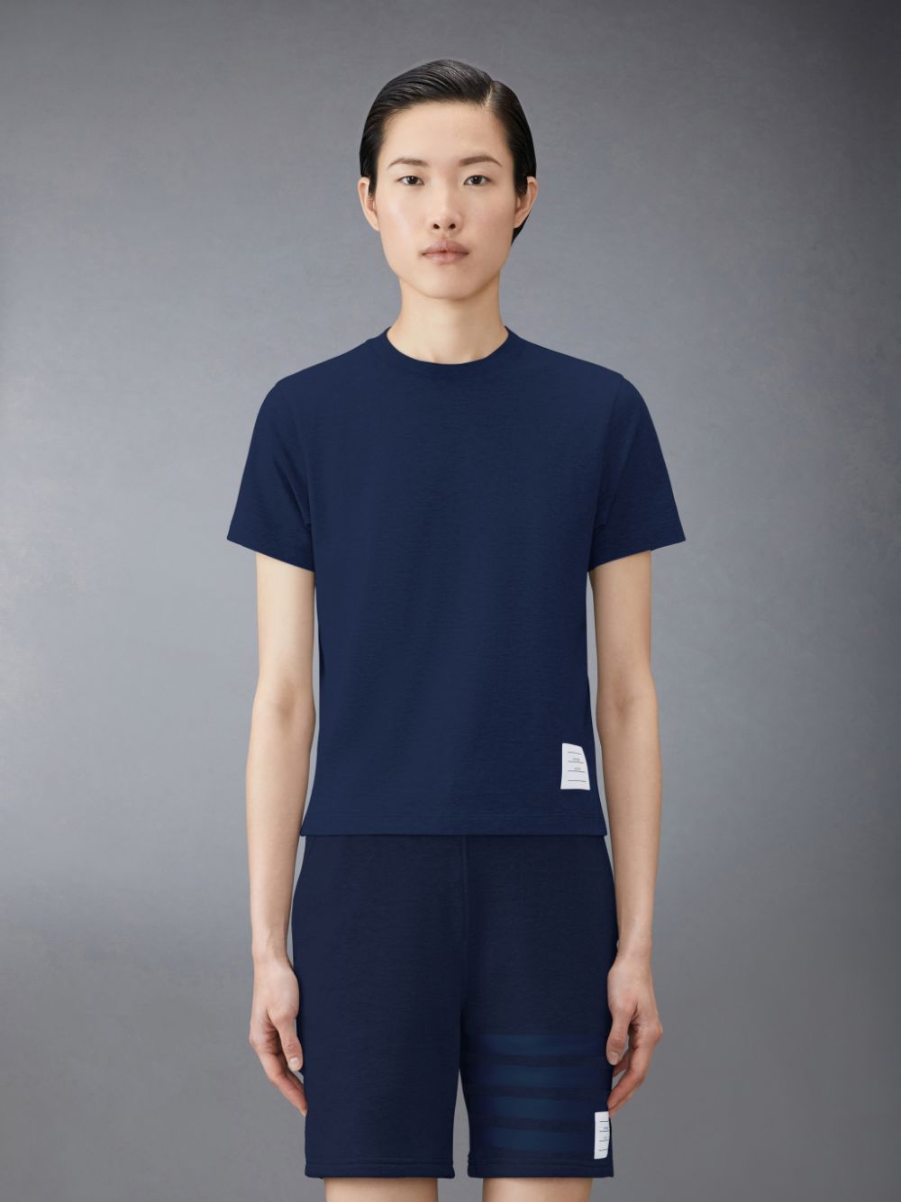T Shirts Thom Browne Jersey Relaxed Side Slit Femme Bleu | EFY08P09942
