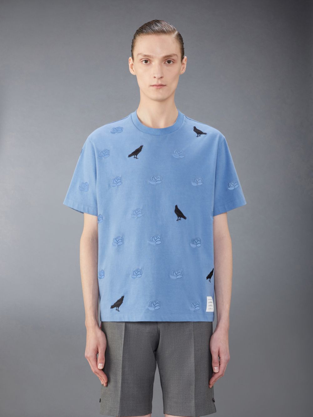 T Shirts Thom Browne Jersey Rose and Raven Homme Bleu | DPV44A50843