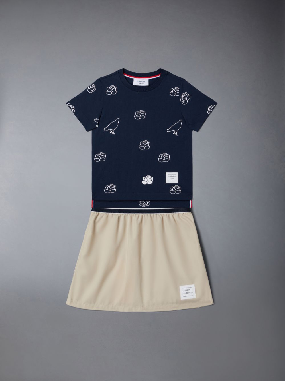 T Shirts Thom Browne Light Medium Jersey Rose and Raven Fille Bleu | LVG21H39397