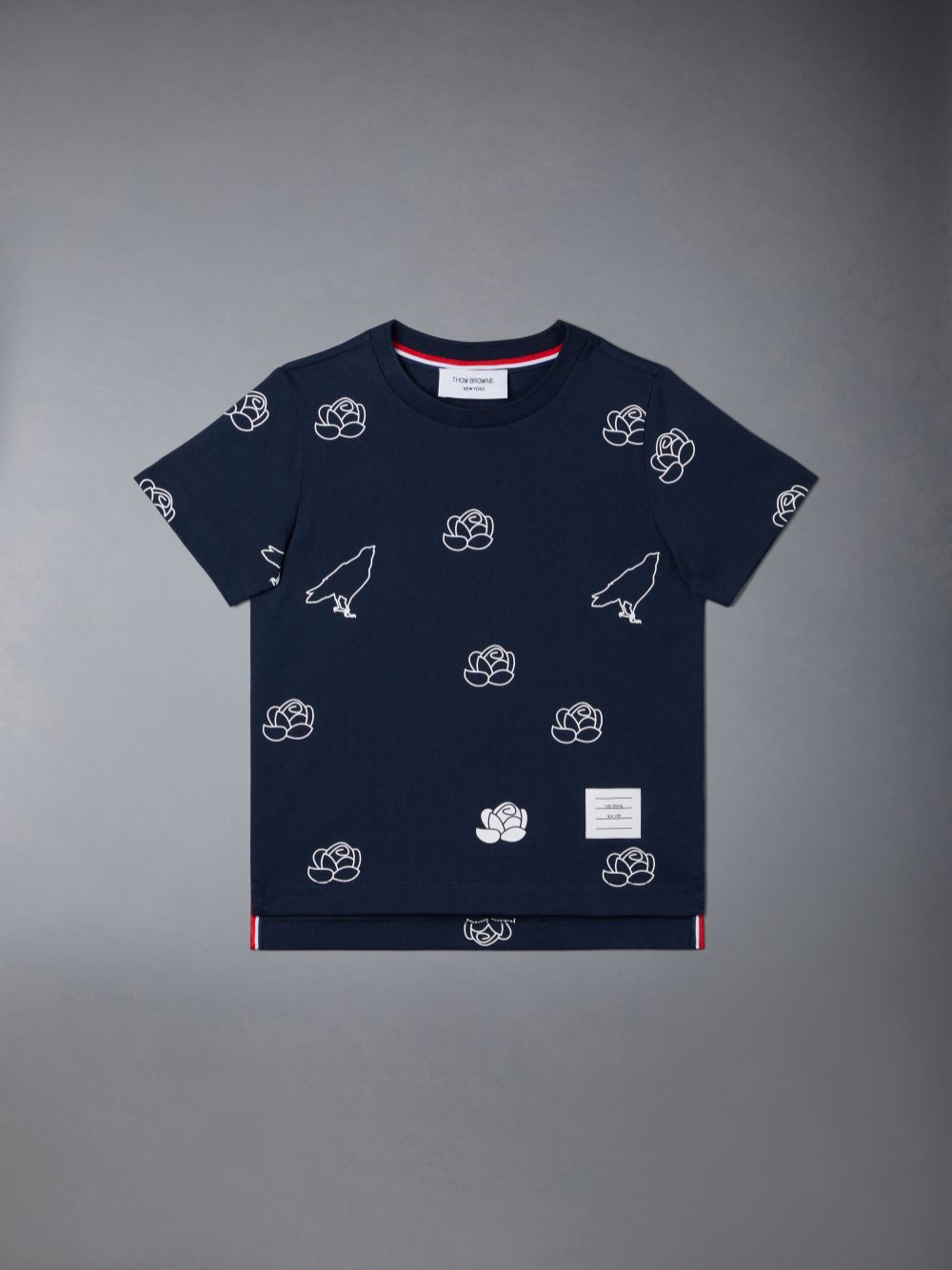 T Shirts Thom Browne Light Medium Jersey Rose and Raven Fille Bleu | LVG21H39397