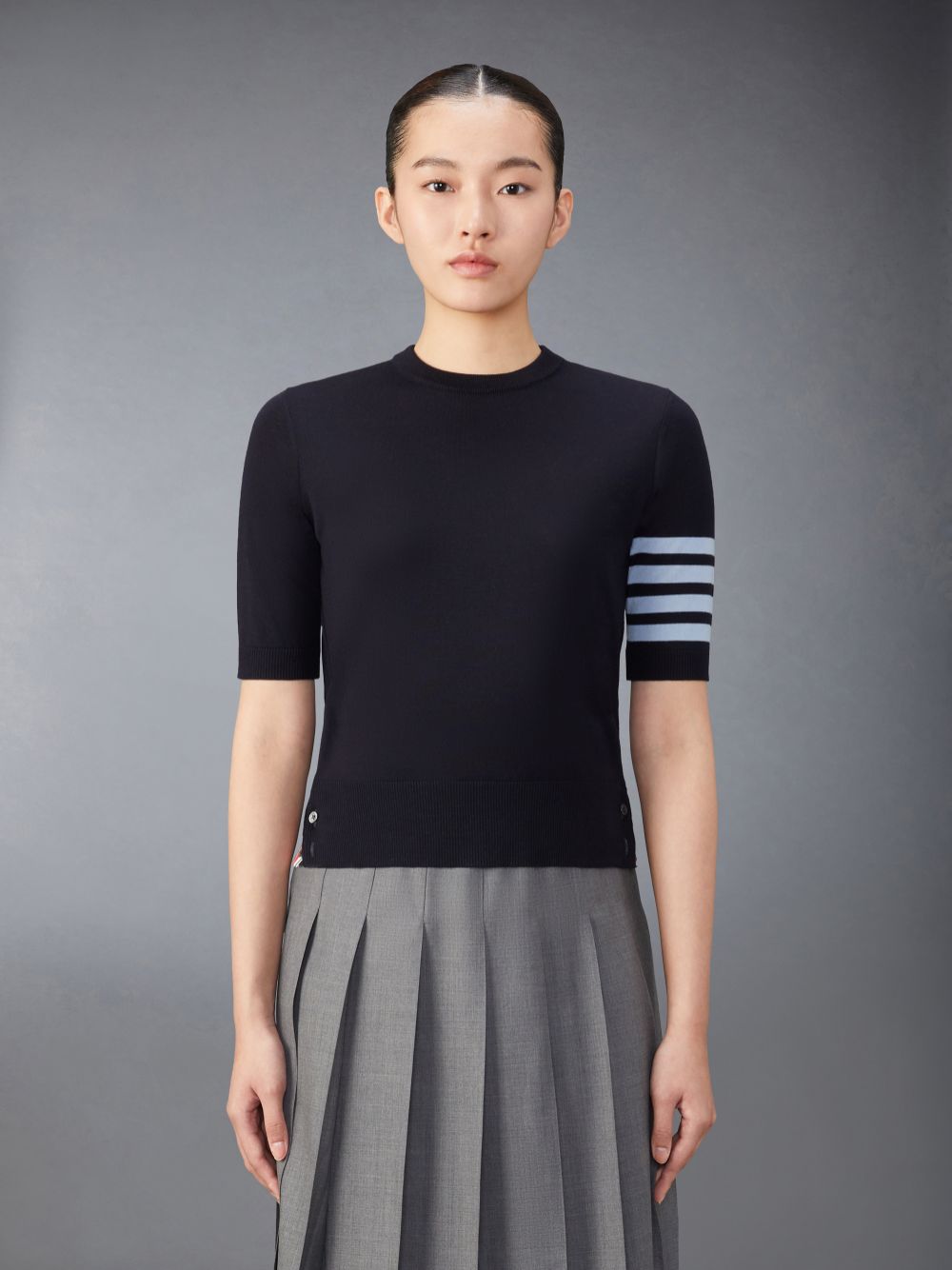 T Shirts Thom Browne Merino Wool Jersey Stitch 4-Bar Femme Bleu | XMG14T90665