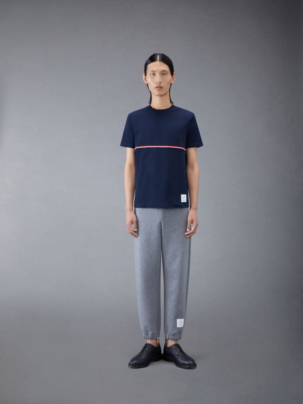 T Shirts Thom Browne Midweight Jersey Stripe Short Sleeve Homme Bleu | LRF99C32583