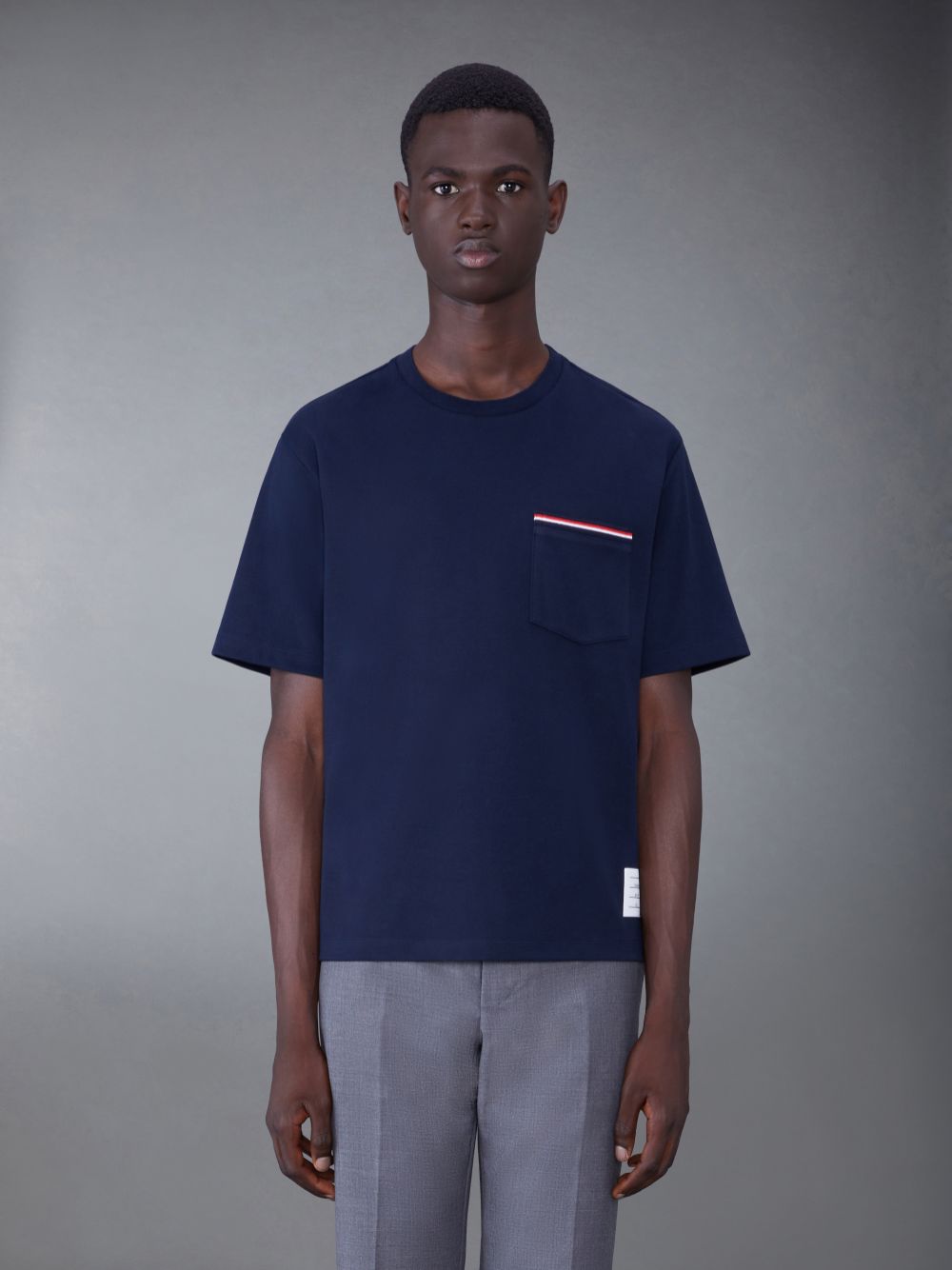 T Shirts Thom Browne Oversized Short Sleeve Pocket Homme Bleu | WMU89X24306