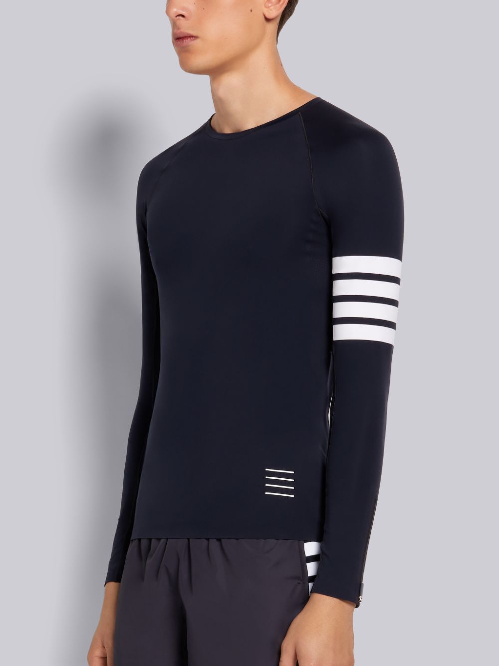 T Shirts Thom Browne Piece-dyed Interlock 4-Bar Compression Homme Bleu Marine | VNB44B21257