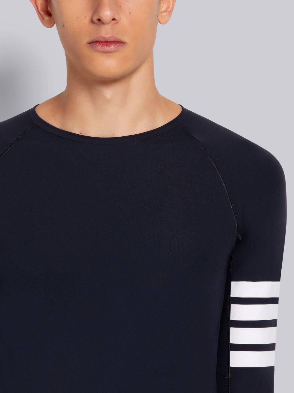 T Shirts Thom Browne Piece-dyed Interlock 4-Bar Compression Homme Bleu Marine | VNB44B21257