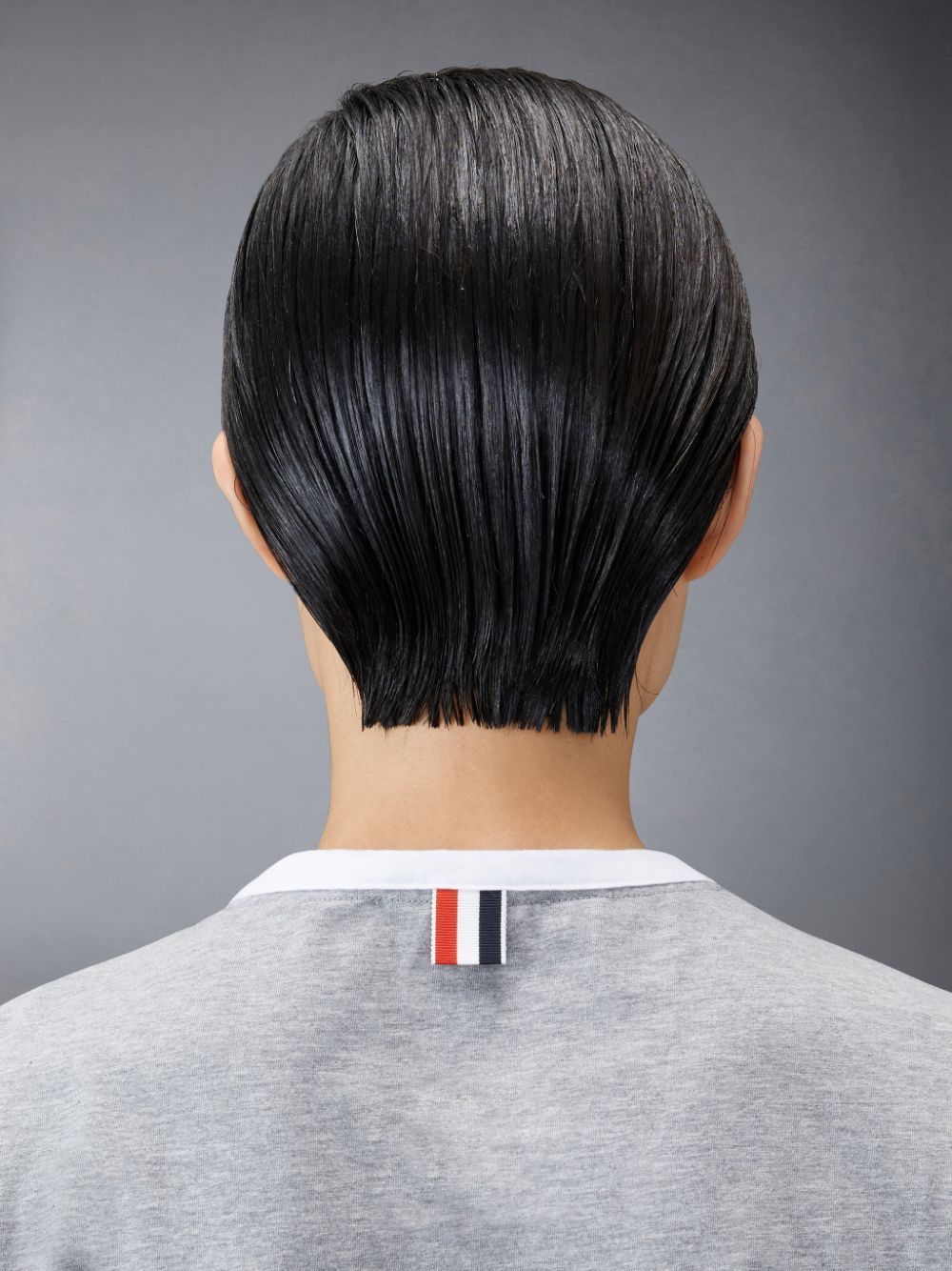 T Shirts Thom Browne RWB-stripe logo-patch Femme Grise | EOH31Y49037