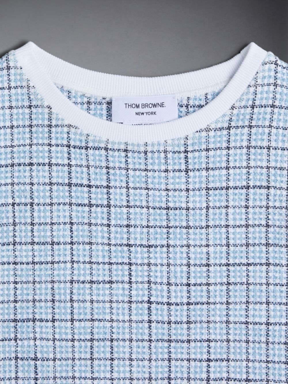 T Shirts Thom Browne Tweed Jersey Boxy Fille Bleu | CWS75C95788