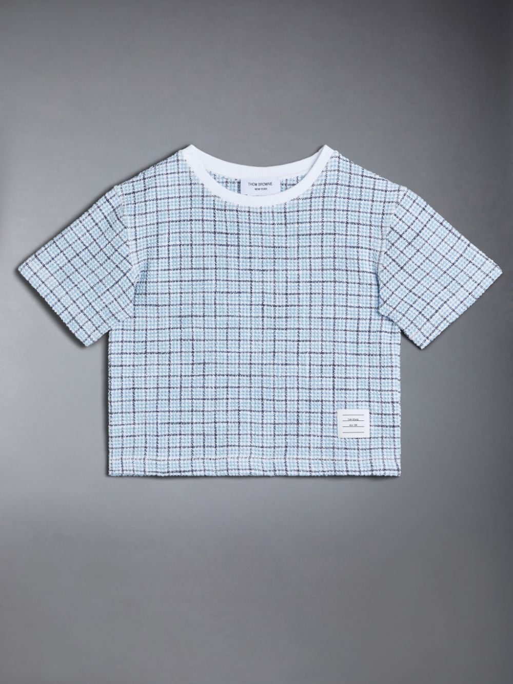 T Shirts Thom Browne Tweed Jersey Boxy Fille Bleu | CWS75C95788