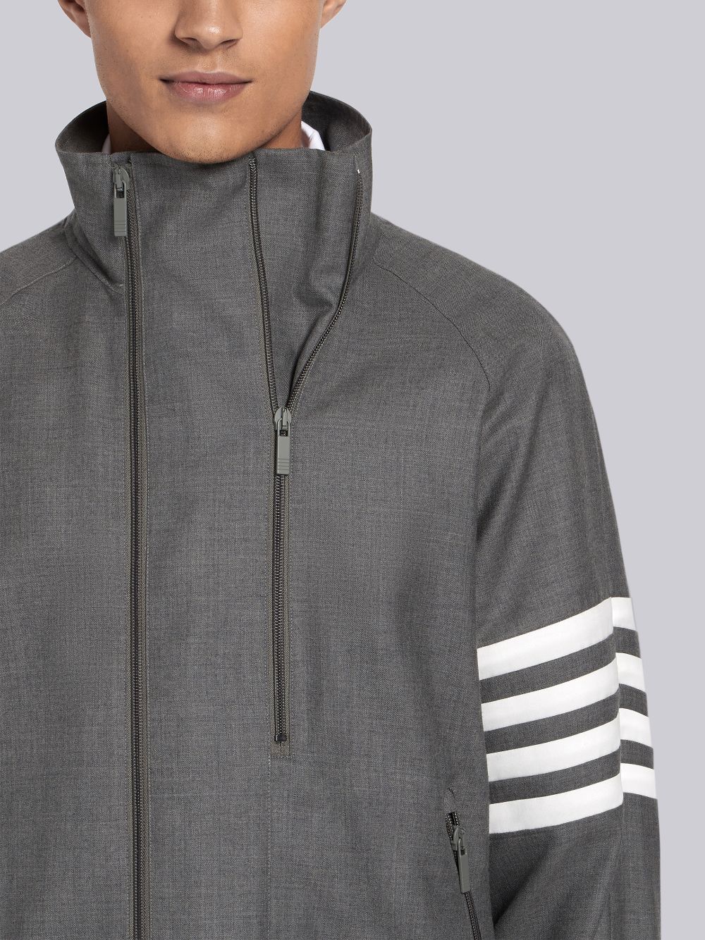 Vestes Thom Browne Double-zip Raglan Homme Grise | BWR30D14052