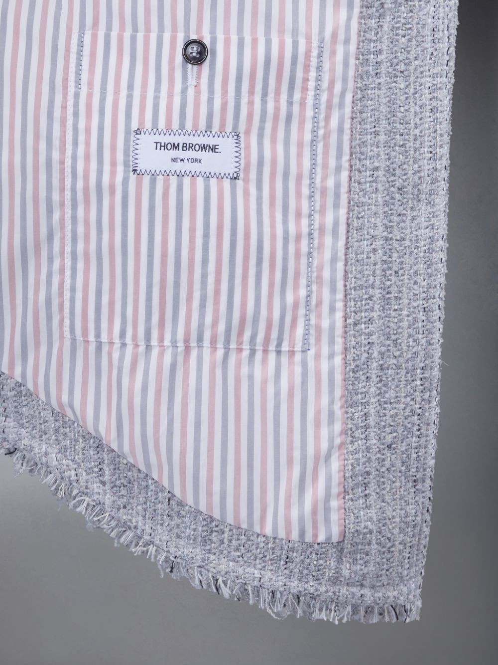 Vestes Thom Browne Downfill Tweed Fray 4-Bar Oversized Shirt Femme Grise | PQI36G58581