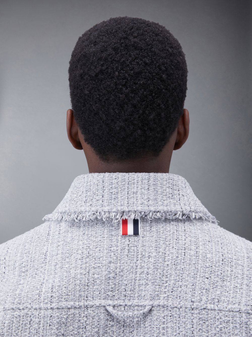 Vestes Thom Browne Downfill Tweed Fray 4-Bar Oversized Shirt Femme Grise | PQI36G58581