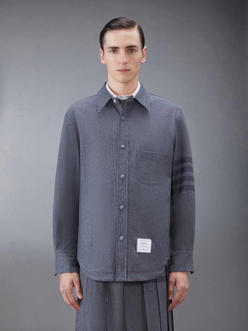 Vestes Thom Browne Flannel 4-Bar Shirt Homme Grise | RSK88G19552