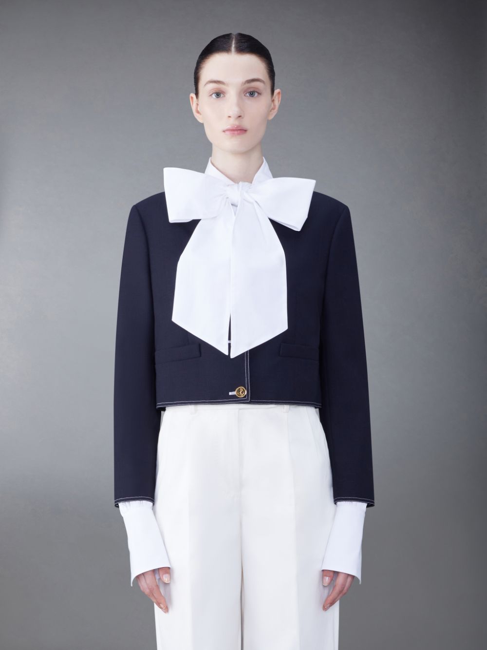 Vestes Thom Browne Fresco Box Pleat Cardigan Femme Bleu | LXS76K06056