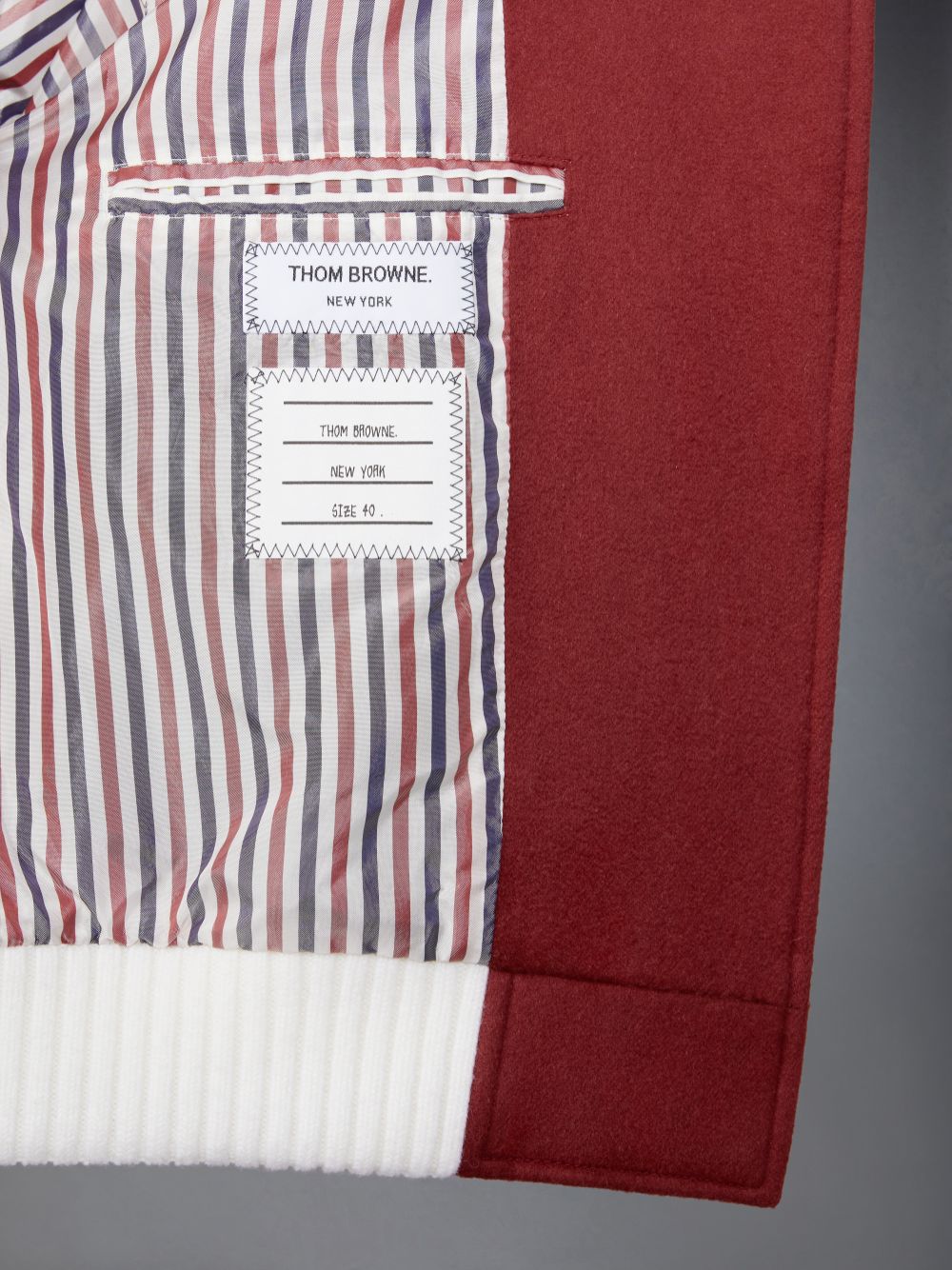 Vestes Thom Browne Jacket Weight Cashmere 4-Bar Cropped Varsity Femme Rouge | PEP34U95910