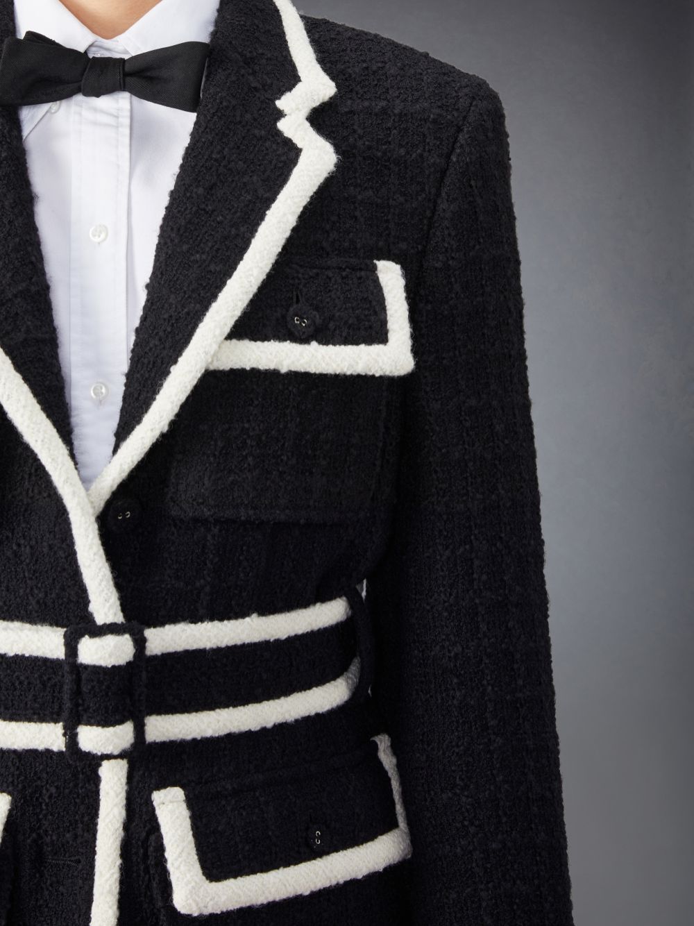 Vestes Thom Browne Laine Tipping Safari Femme Noir | UHM87L51616