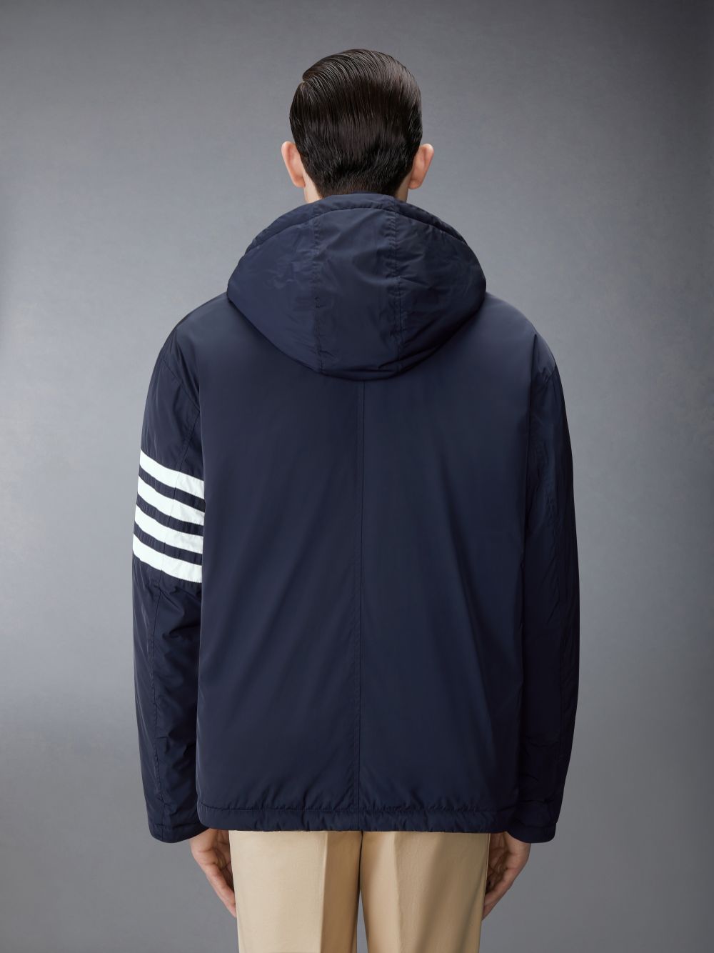 Vestes Thom Browne POLY TWILL 4-BAR DOWN FILL ZIP UP HOODED Homme Bleu | CIU47A49342