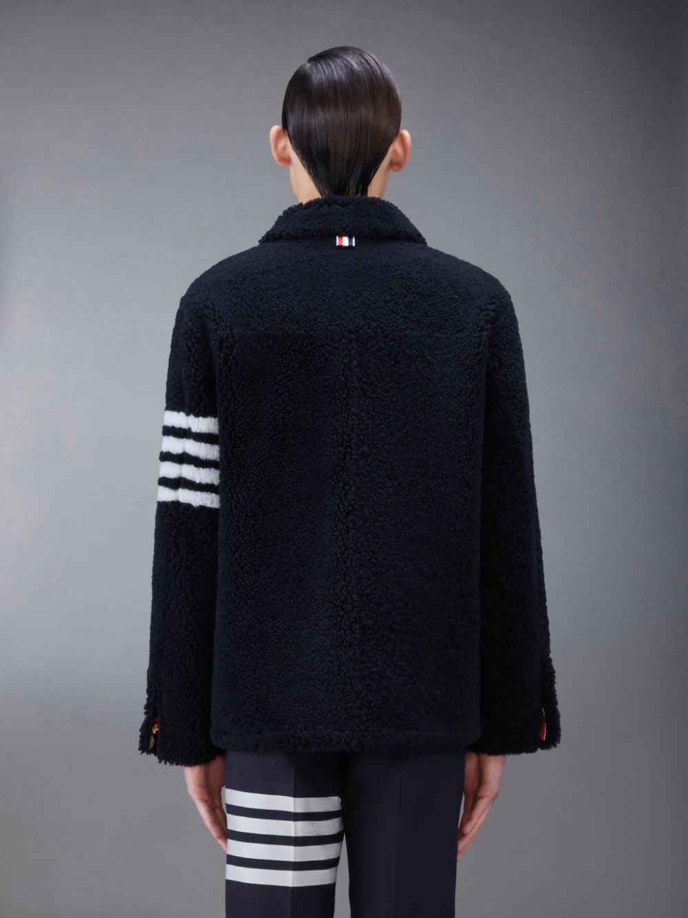 Vestes Thom Browne Shearling 4-Bar Sack Homme Bleu | CAT19W02626