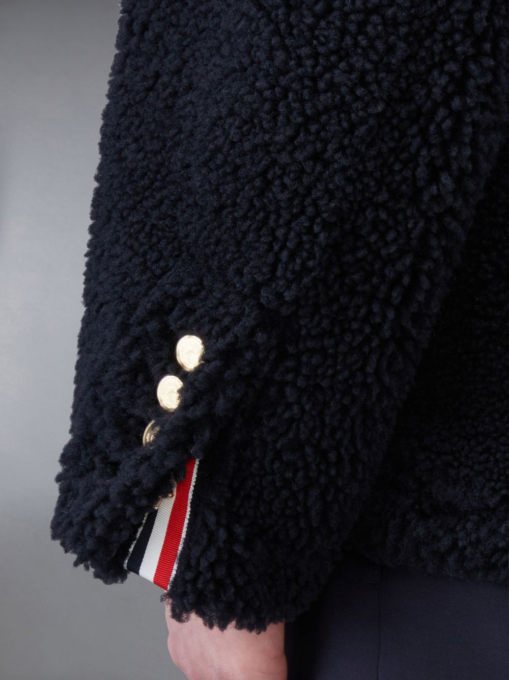 Vestes Thom Browne Shearling 4-Bar Sack Homme Bleu | CAT19W02626