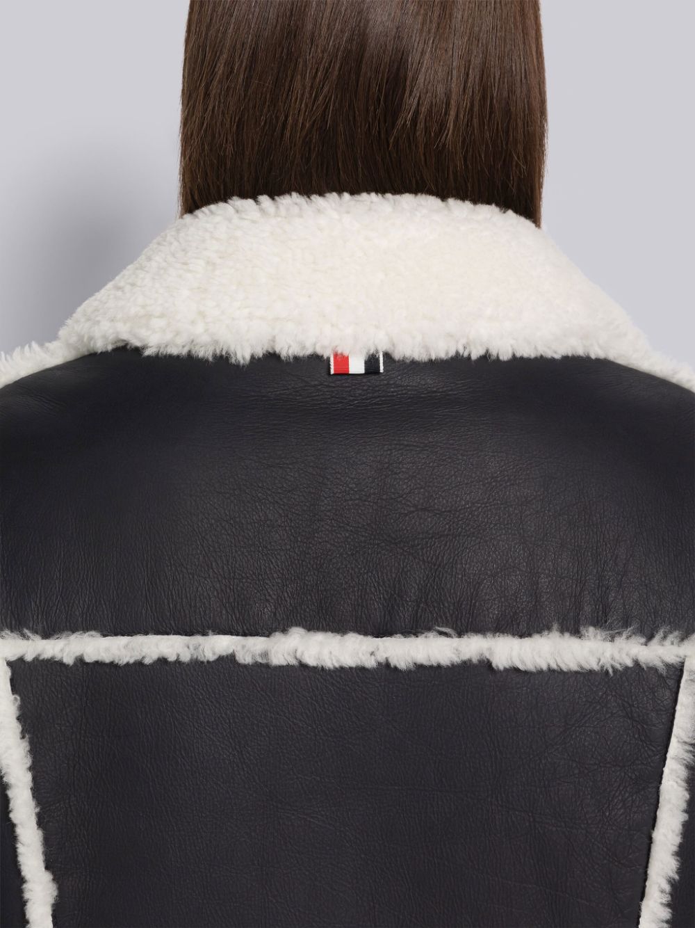 Vestes Thom Browne Shearling Patch Pocket Femme Bleu | YRY85V62019