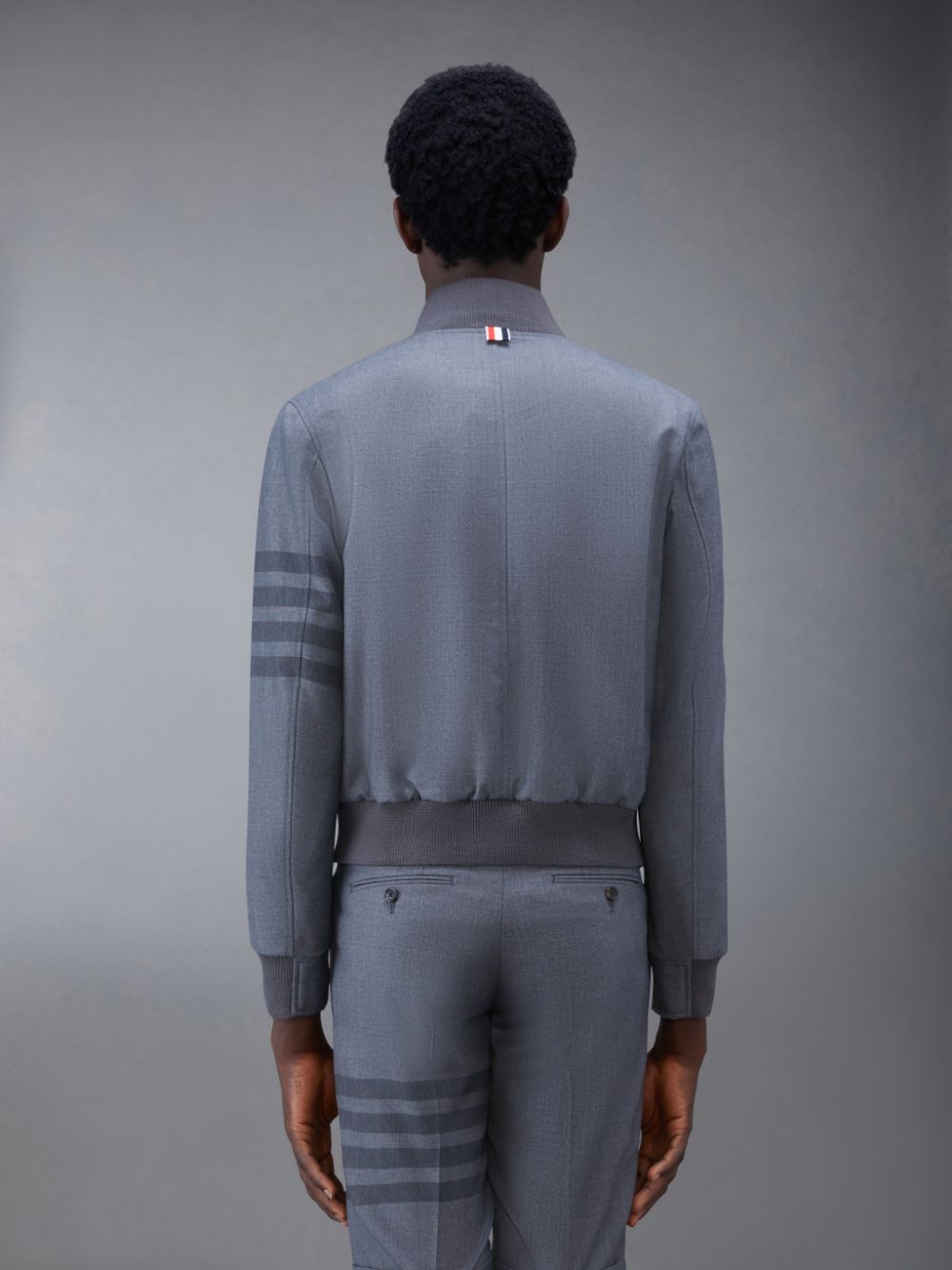 Vestes Thom Browne Twill School Uniform 4-Bar Blouson Homme Grise | XDK47V13084