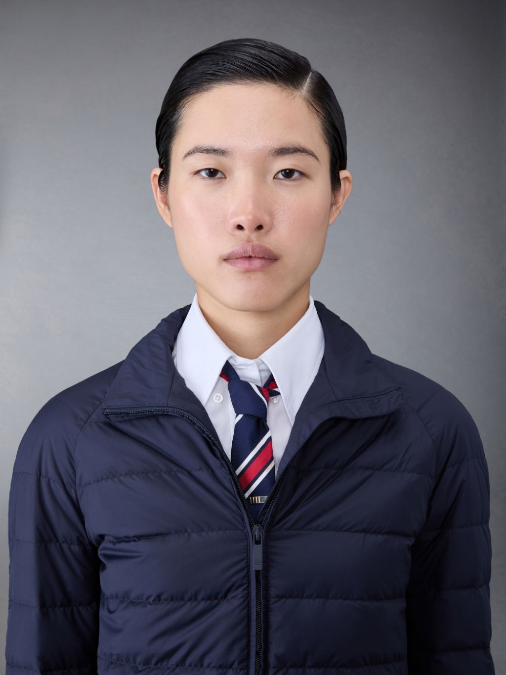 Vestes Thom Browne Ultralight Tech Down 4-Bar Packable Funnel Neck Femme Bleu | ZGR95T37008